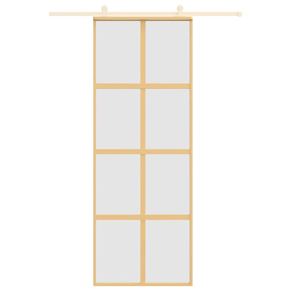 vidaXL Porte coulissante doré 76x205 cm verre ESG dépoli et aluminium