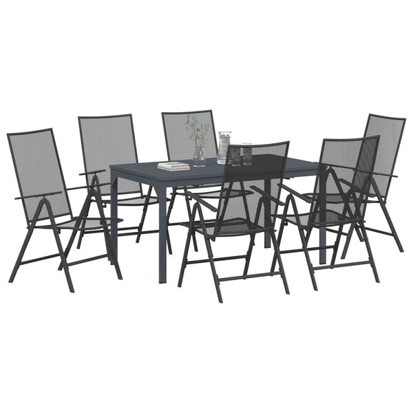 vidaXL Ensemble de salle à manger pour jardin 7 pcs Anthracite Acier