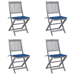 vidaXL Chaises pliables d'ext&eacute;rieur lot de 4 et coussins Bois d'acacia