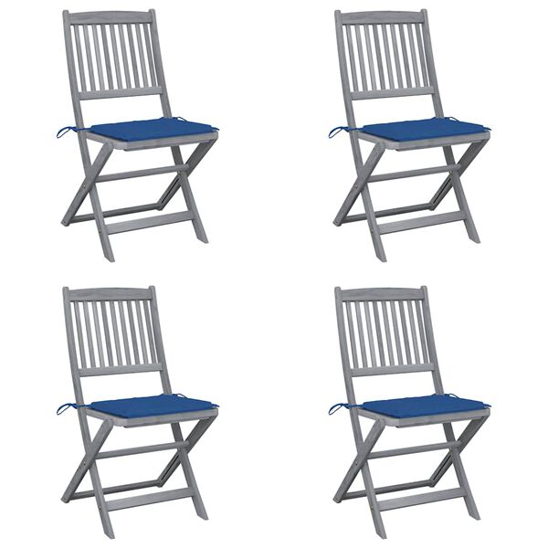 vidaXL Chaises pliables d'ext&eacute;rieur lot de 4 et coussins Bois d'acacia