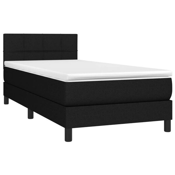 vidaXL Sommier à lattes de lit avec matelas et LED Noir 90x200cm Tissu