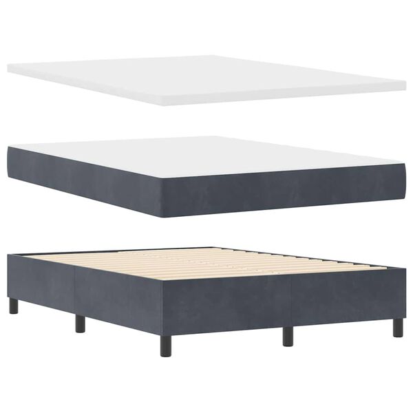 vidaXL Lit &agrave; ressorts avec matelas Gris fonc&eacute; 140 x 200 cm Velours