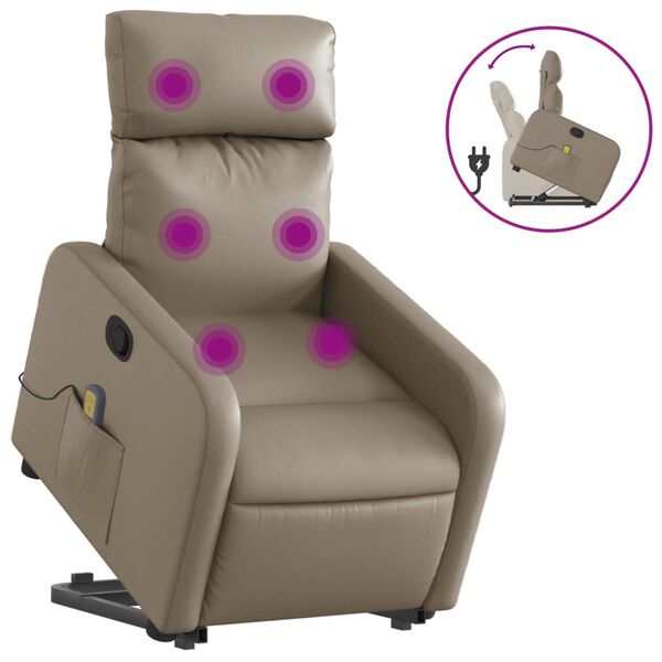 vidaXL Fauteuil inclinable de massage Cappuccino Similicuir