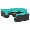 vidaXL Salon de jardin avec coussins 14 pcs noir r&eacute;sine tress&eacute;e