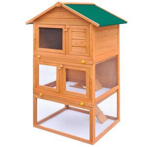 vidaXL Clapier d'ext&eacute;rieur Enclos pour petits animaux 3 niveaux Bois