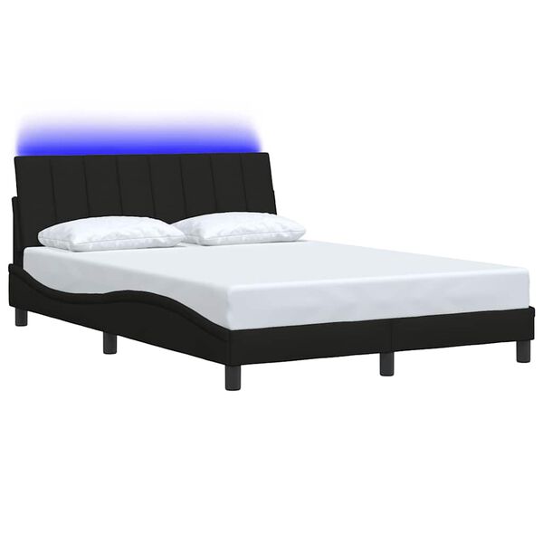 vidaXL Cadre de lit sans matelas Hanko noir 140x190 cm tissu