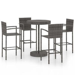 vidaXL Ensemble de bar de jardin 5 pcs R&eacute;sine tress&eacute;e Gris