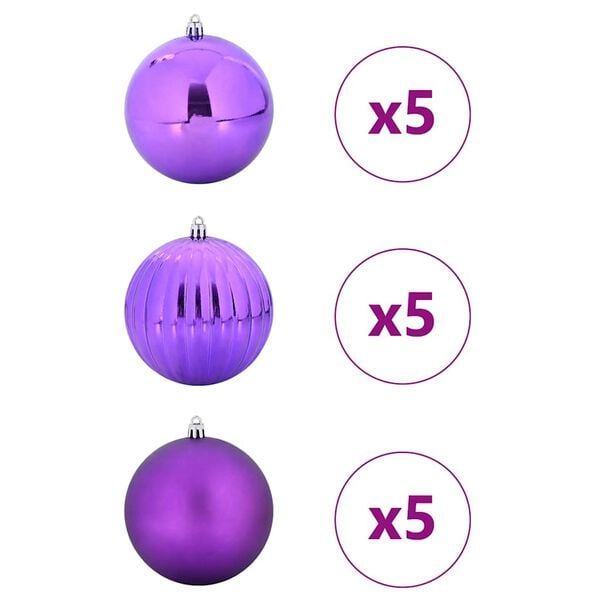 vidaXL Ensemble de Boules de No&euml;l 15 pcs Lilas Plastique