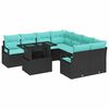 vidaXL Ensemble de canap&eacute; de jardin 9 pcs Noir et Bleu polyrotin