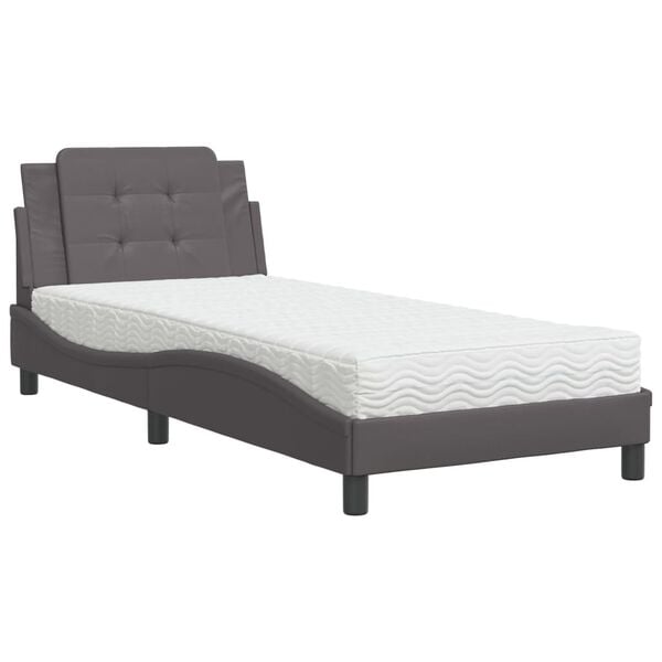 vidaXL Cadre de lit sans matelas Zadar gris 100x200 cm similicuir