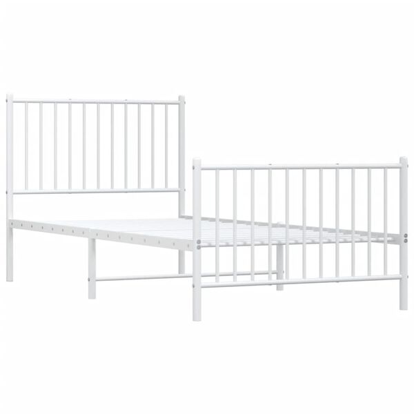 vidaXL Cadre de lit métal sans matelas avec pied de lit blanc 90x200cm