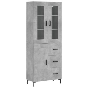 vidaXL Buffet haut Gris b&eacute;ton 69,5x34x180 cm Bois d'ing&eacute;nierie