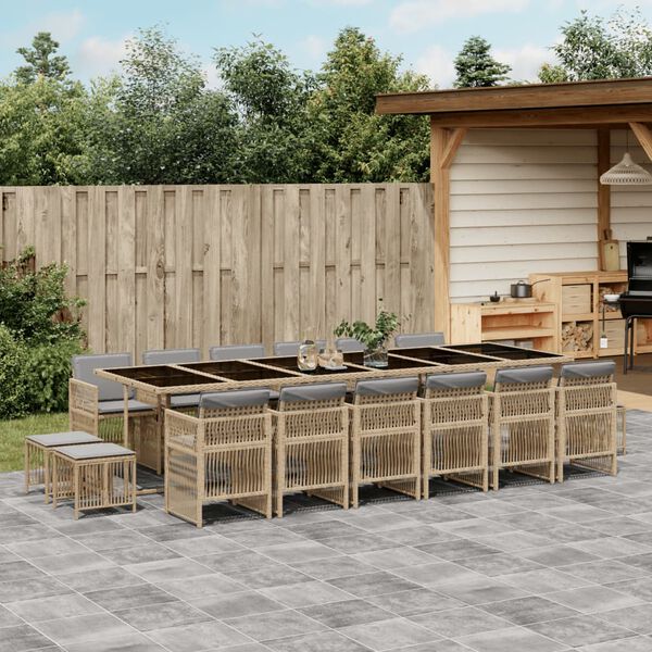 vidaXL Ensemble &agrave; manger de jardin et coussins 17 pcs m&eacute;lange beige