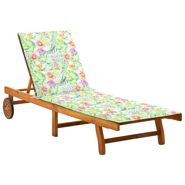 vidaXL Chaise longue de jardin avec coussin Bois d'acacia solide