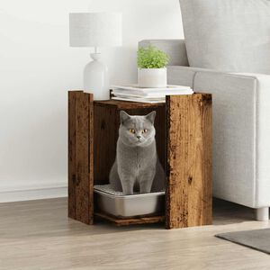 vidaXL Meuble de bac &agrave; liti&egrave;re pour chat vieux bois bois d'ing&eacute;nierie