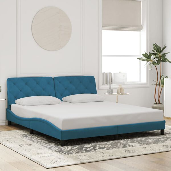 vidaXL Cadre de lit avec LED sans matelas bleu 180x200 cm velours