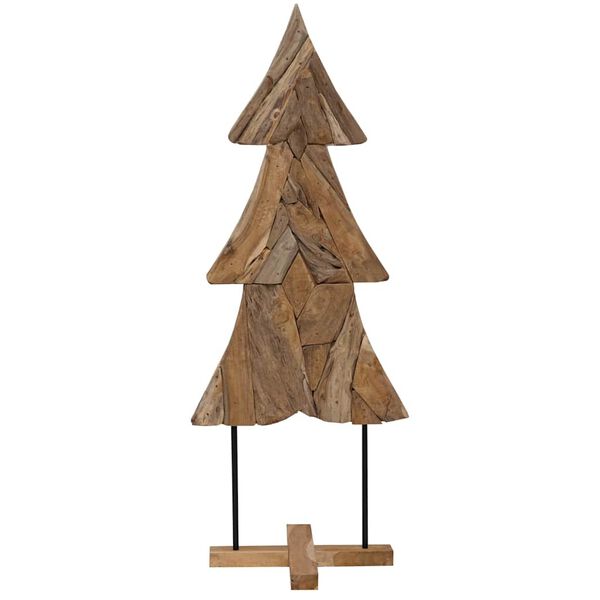 vidaXL Sapin de No&euml;l avec support Marron 151 cm Bois de teck solide