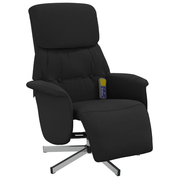 vidaXL Fauteuil inclinable de massage avec repose-pieds noir tissu