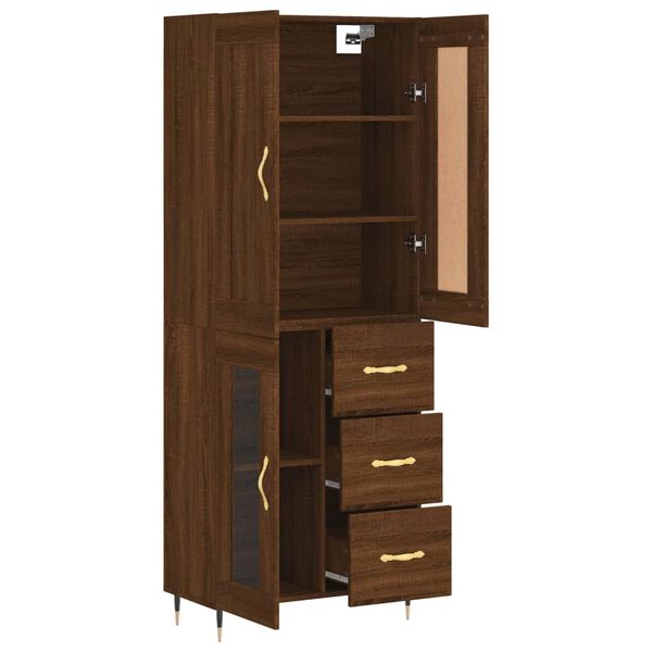 vidaXL Buffet haut Ch&ecirc;ne marron 69,5x34x180 cm Bois d'ing&eacute;nierie