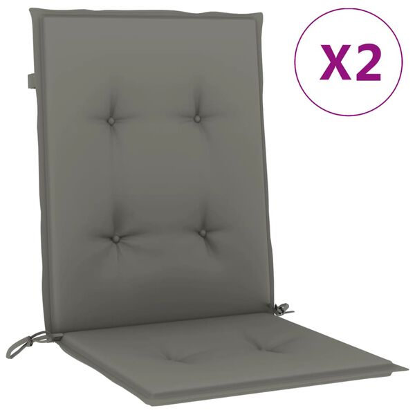 vidaXL Coussins de chaise à dossier bas lot de 2 gris foncé mélangé