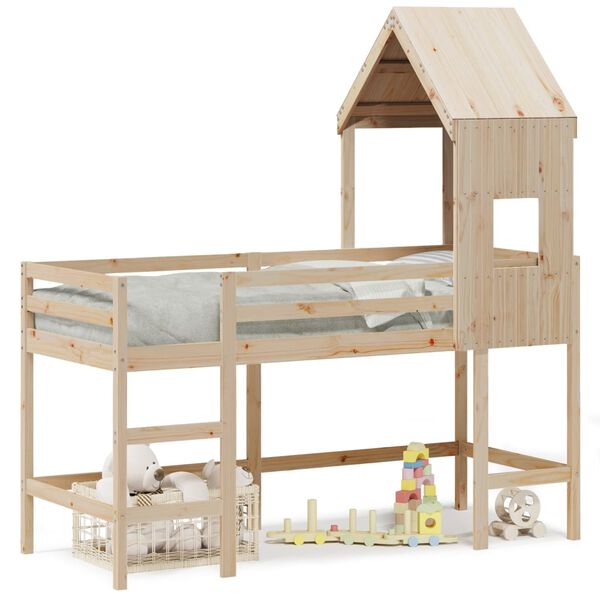 vidaXL Lit superposé avec échelle et toit sans matelas 90x200 cm