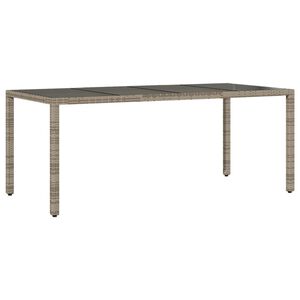 vidaXL Table de jardin dessus en verre Gris 190x90x75cm R&eacute;sine tress&eacute;e