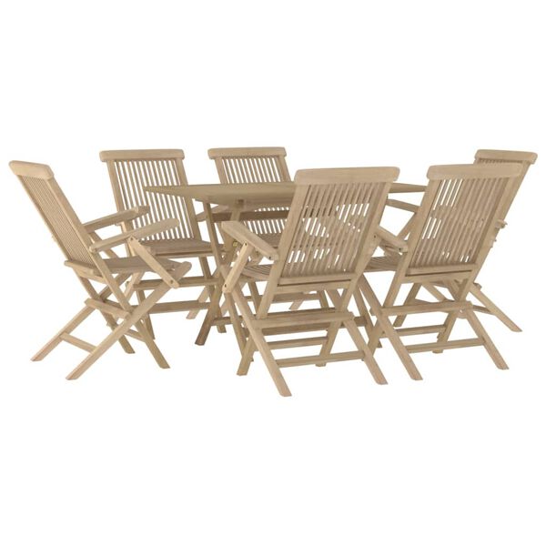 vidaXL Salon de jardin 7 pcs gris bois de teck solide