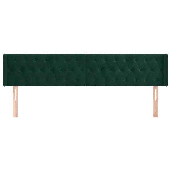 vidaXL T&ecirc;te de lit avec oreilles Vert fonc&eacute; 203x16x78/88 cm Velours