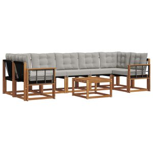 vidaXL Ensemble de canap&eacute;s d'ext&eacute;rieur 8 pcs Gris Naturel et Clair