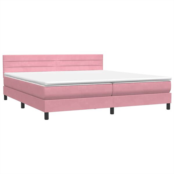 vidaXL Sommier &agrave; lattes de lit avec matelas rose 180x210 cm velours