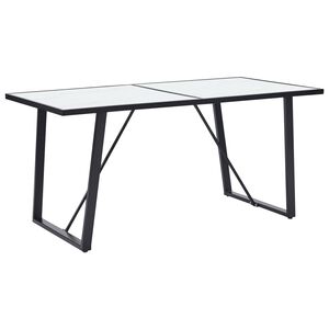 vidaXL Table de salle &agrave; manger Blanc 160x80x75 cm Verre tremp&eacute;