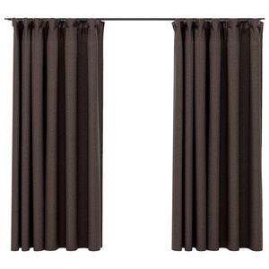 vidaXL Rideaux occultants aspect lin et crochets 2 pcs Taupe 140x175cm