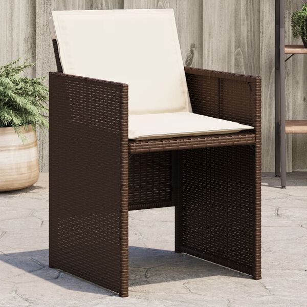 vidaXL Chaises de jardin avec coussins lot de 4 marron r&eacute;sine tress&eacute;e