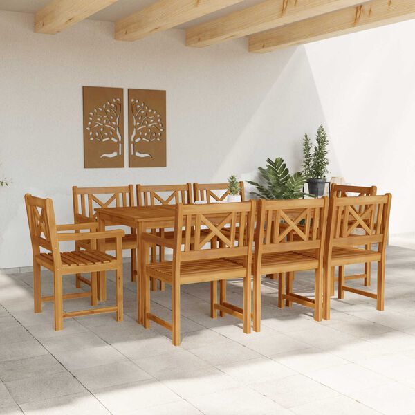 vidaXL Ensemble de salle à manger pour jardin 9 pcs Marron