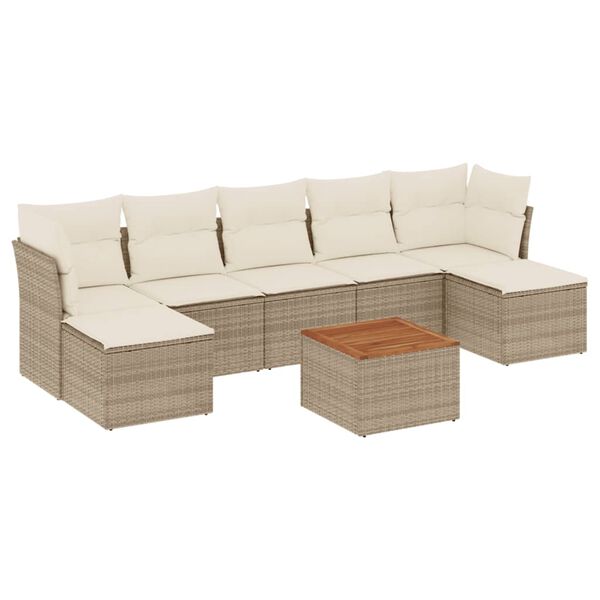 vidaXL Salon de jardin avec coussins 8 pcs beige r&eacute;sine tress&eacute;e