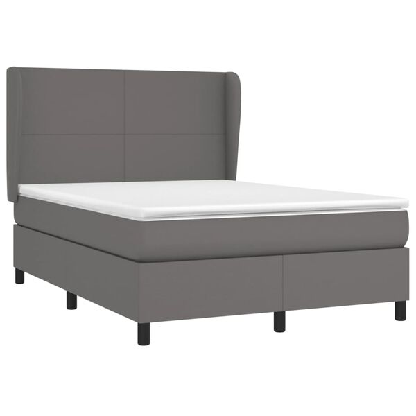 vidaXL Sommier &agrave; lattes de lit avec matelas Gris 140x200 cm Similicuir