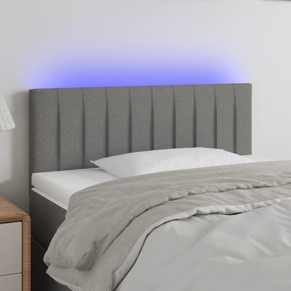 vidaXL T&ecirc;te de lit &agrave; LED Gris fonc&eacute; 100x5x78/88 cm Tissu