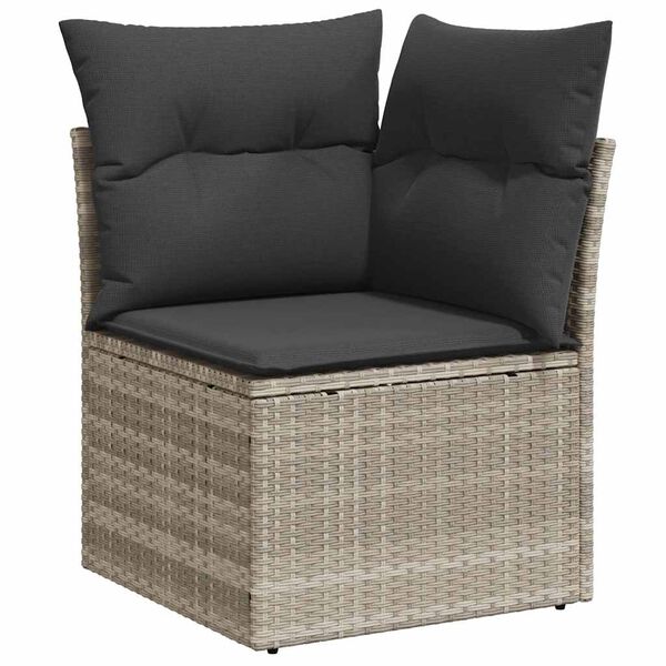 vidaXL Salon de jardin 8 pcs avec coussins gris clair r&eacute;sine tress&eacute;e