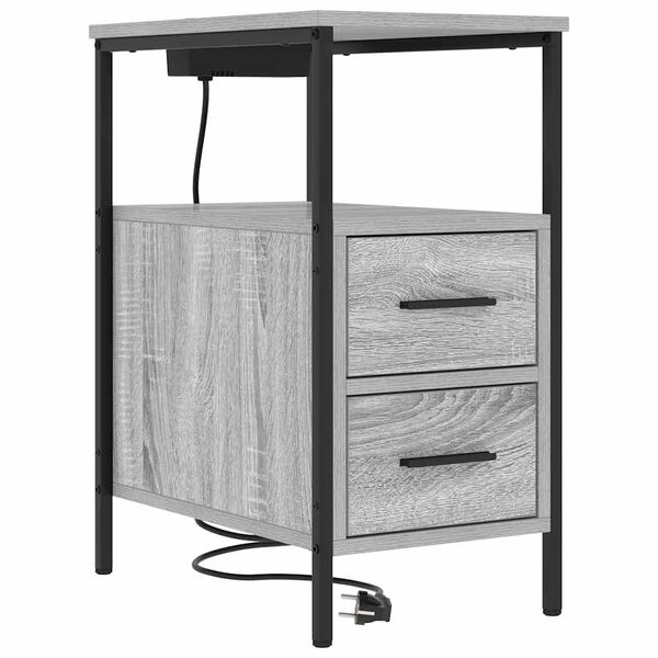 vidaXL Cabinet de chevet Gris Sonoma 30 x 48 x 61 cm Bois d'ingénierie