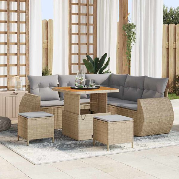 vidaXL Ensemble de canap&eacute; de jardin 8 pcs Beige et Gris clair