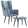 vidaXL Fauteuil avec repose-pieds Denim Bleu Toile patchwork