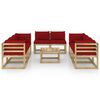 vidaXL Salon de jardin 9 pcs avec coussins bois de pin impr&eacute;gn&eacute;