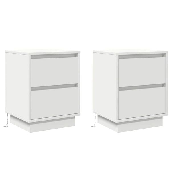 vidaXL Cabinet de chevet avec tiroir 2 pcs Blanc 39 x 34,5 x 50 cm