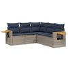 vidaXL Salon de jardin 5 pcs avec coussins gris r&eacute;sine tress&eacute;e