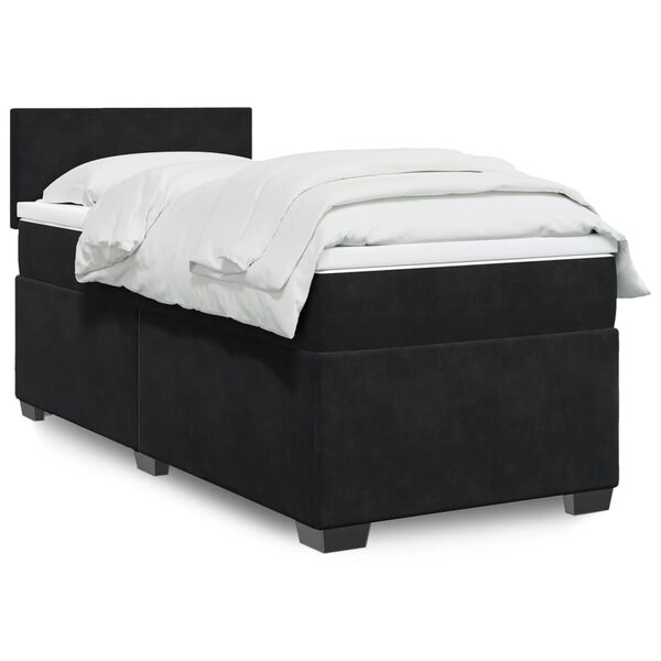 vidaXL Sommier &agrave; lattes de lit avec matelas Noir 90x200 cm Velours