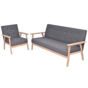 vidaXL Jeu de canap&eacute; 2 pcs Tissu Gris fonc&eacute;