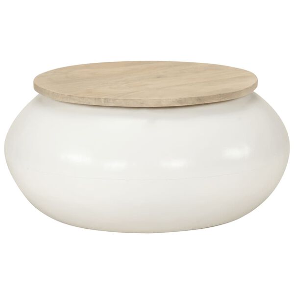 vidaXL Table basse blanc 51x51x27 cm bois de manguier massif