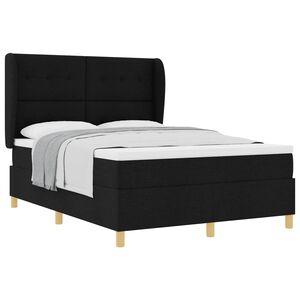 vidaXL Lit &agrave; ressorts avec matelas Noir 190 x 140 cm tissu