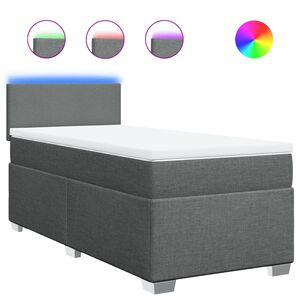 vidaXL Sommier &agrave; lattes de lit avec matelas Gris fonc&eacute; 80x200 cm Tissu