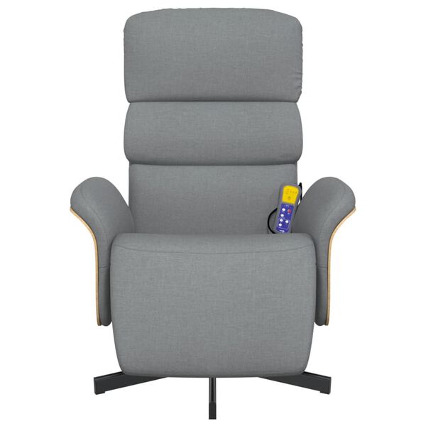 vidaXL Fauteuil inclinable de massage et repose-pieds gris clair tissu